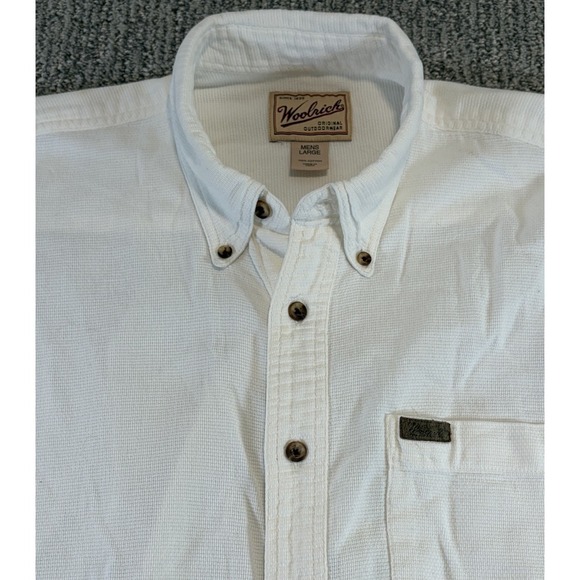 Woolrich Other - Woolrich Button Up Shirt Short Sleeve White Men's Large Pocket Cotton Textured